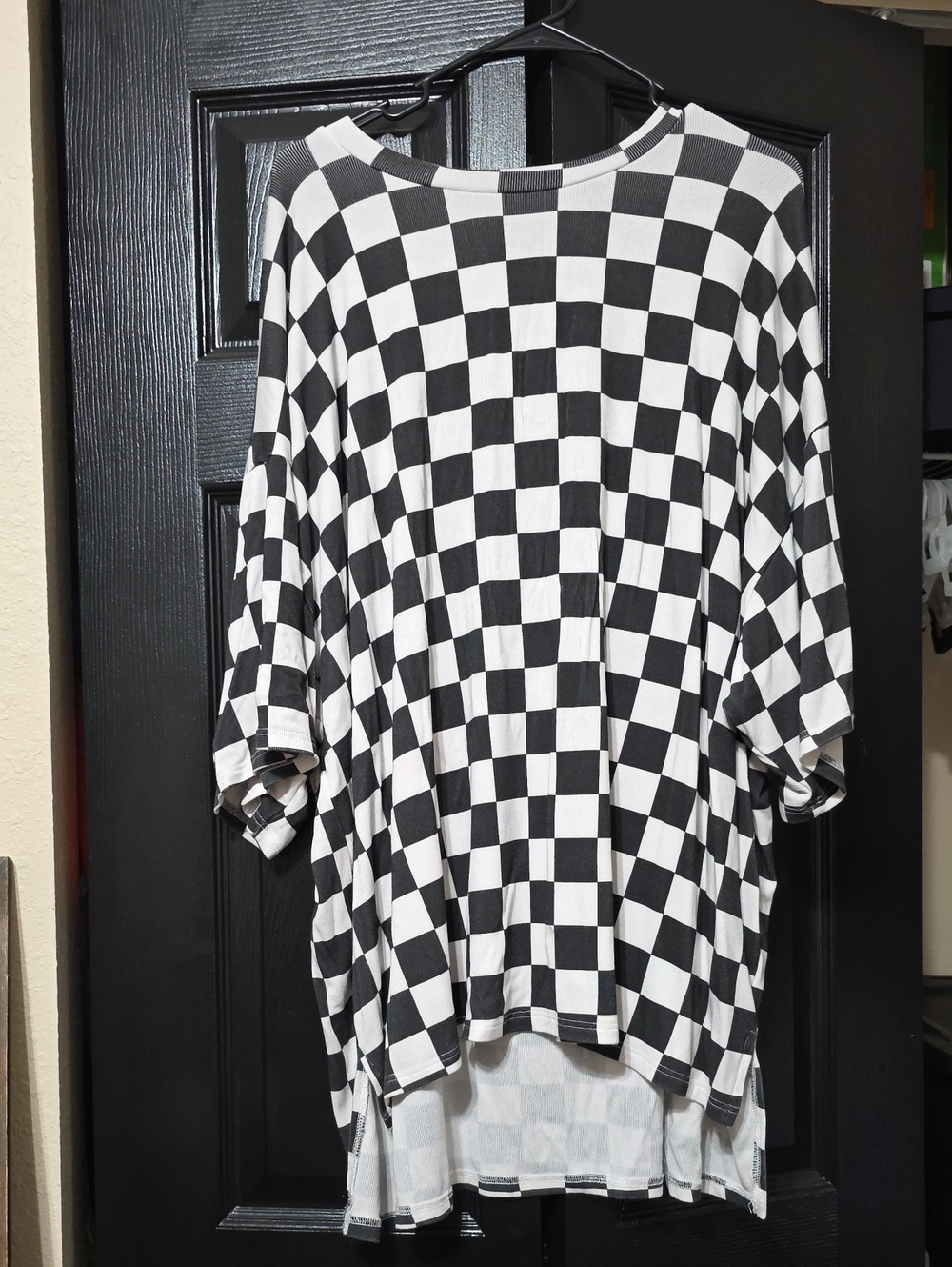 Black & White Checkered Oversized Women’s Top